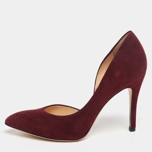 Charlotte Olympia Burgundy Suede D'orsay Pumps  size 38